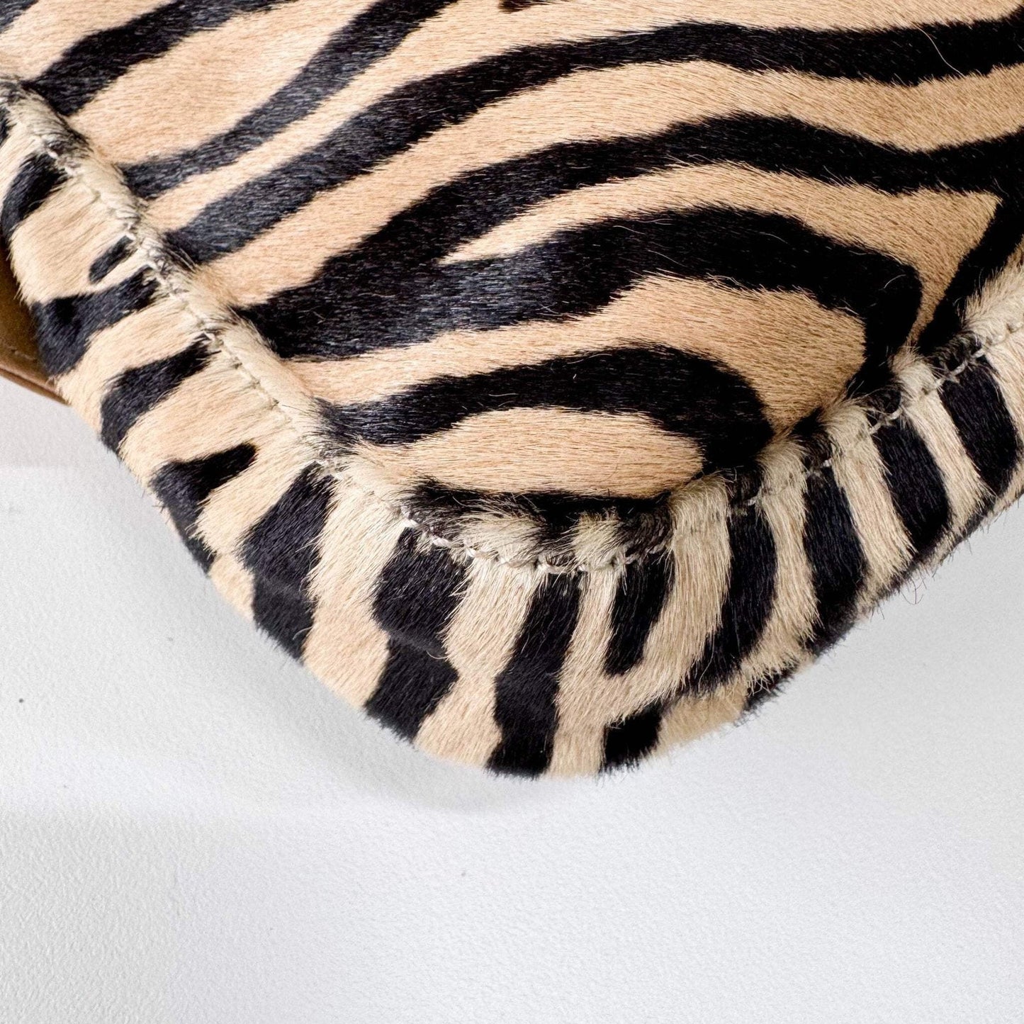 Authentic FENDI Baguette in Zebra Printed Pony Hair Shoulder Bag Pre-owned