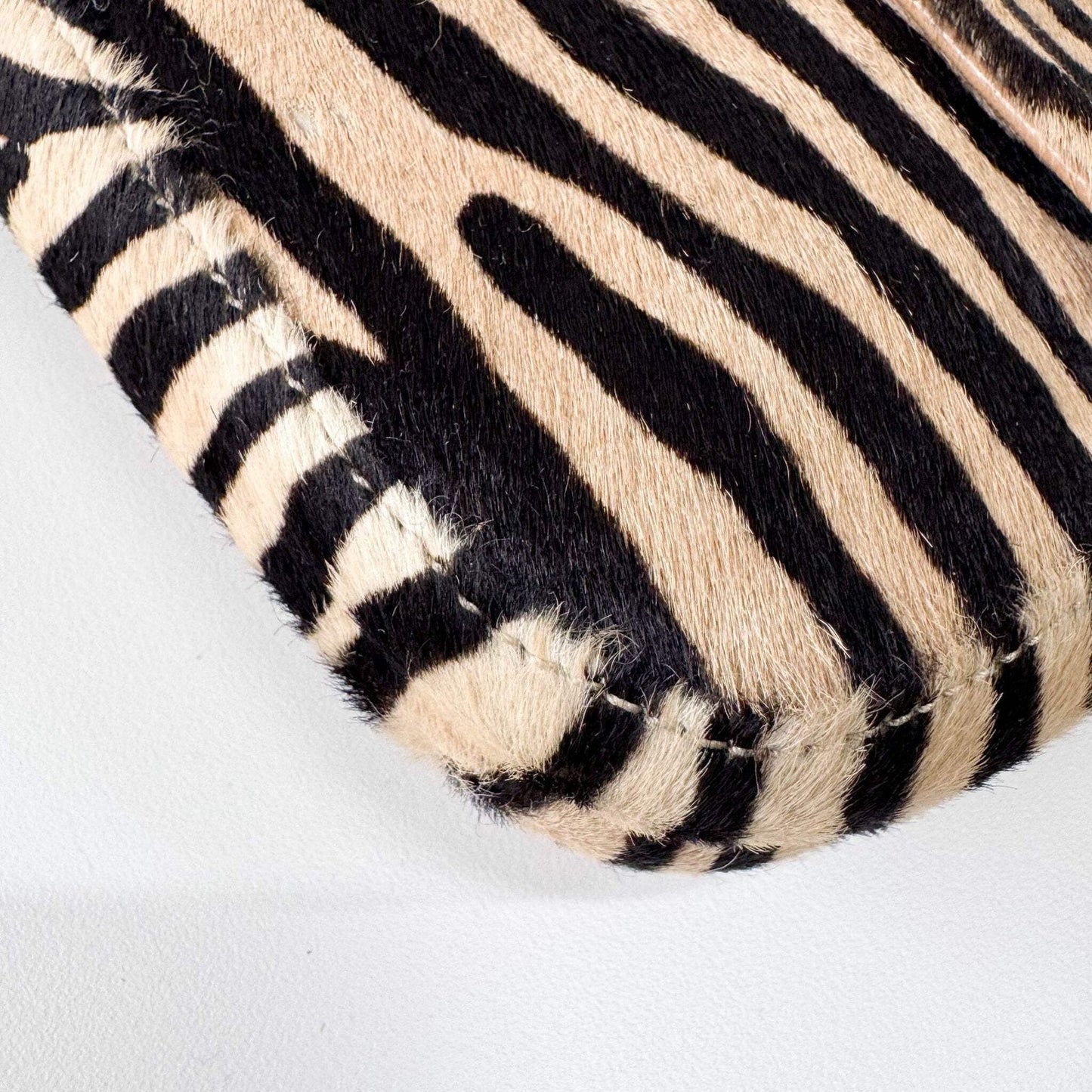 Authentic FENDI Baguette in Zebra Printed Pony Hair Shoulder Bag Pre-owned