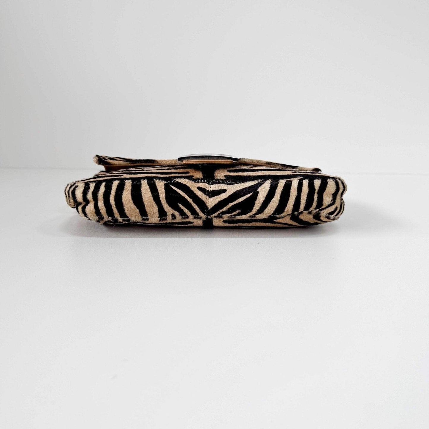 Authentic FENDI Baguette in Zebra Printed Pony Hair Shoulder Bag Pre-owned