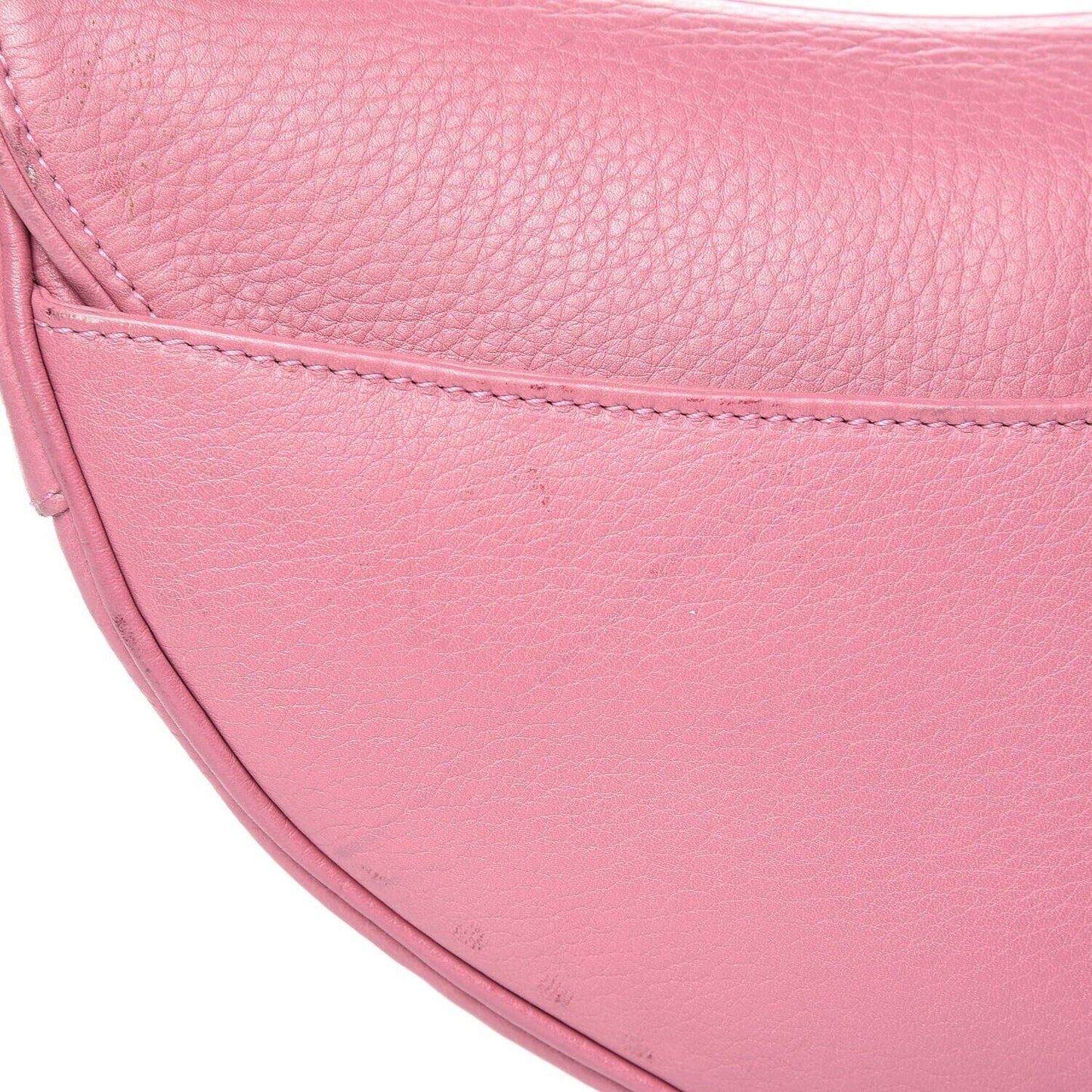 Authentic CHRISTIAN DIOR PINK CALFSKIN EMBROIDERED FLORAL ROMANTIC SADDLE BAG Pre-owned