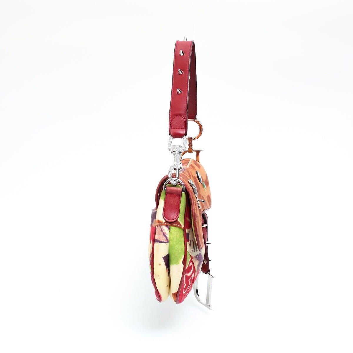 Authentic CHRISTIAN DIOR VICTIM EMBELLISHED SADDLE BAG Pre-owned