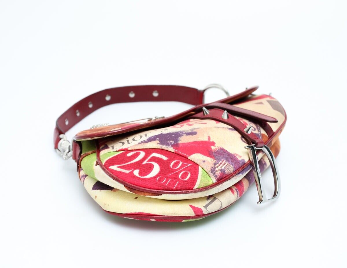 Authentic CHRISTIAN DIOR VICTIM EMBELLISHED SADDLE BAG Pre-owned