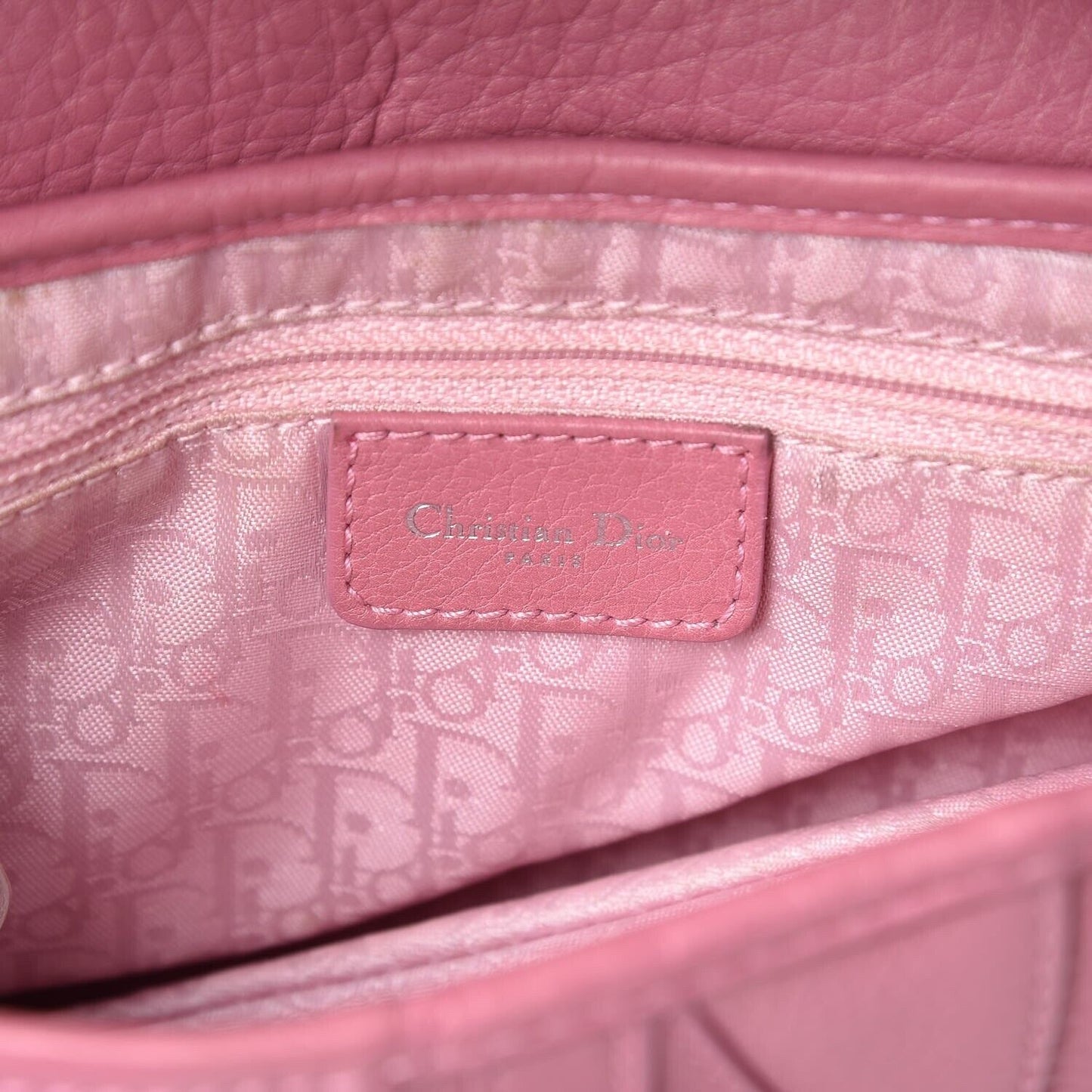 Authentic CHRISTIAN DIOR PINK CALFSKIN EMBROIDERED FLORAL ROMANTIC SADDLE BAG Pre-owned