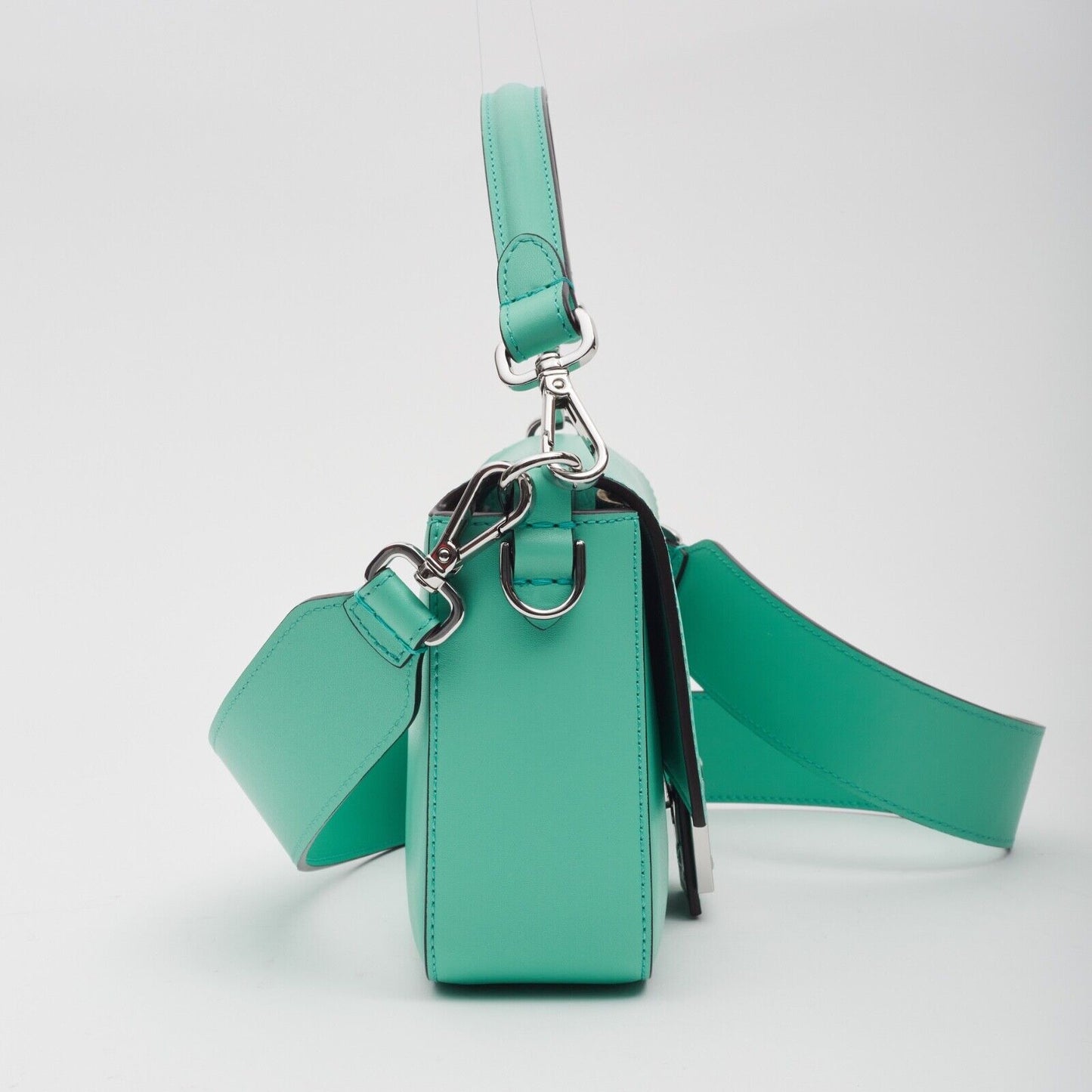 Authentic FENDI X TIFFANY & CO. LEATHER TIFFANY BLUE & SILVER BAGUETTE BAG MED Pre-owned