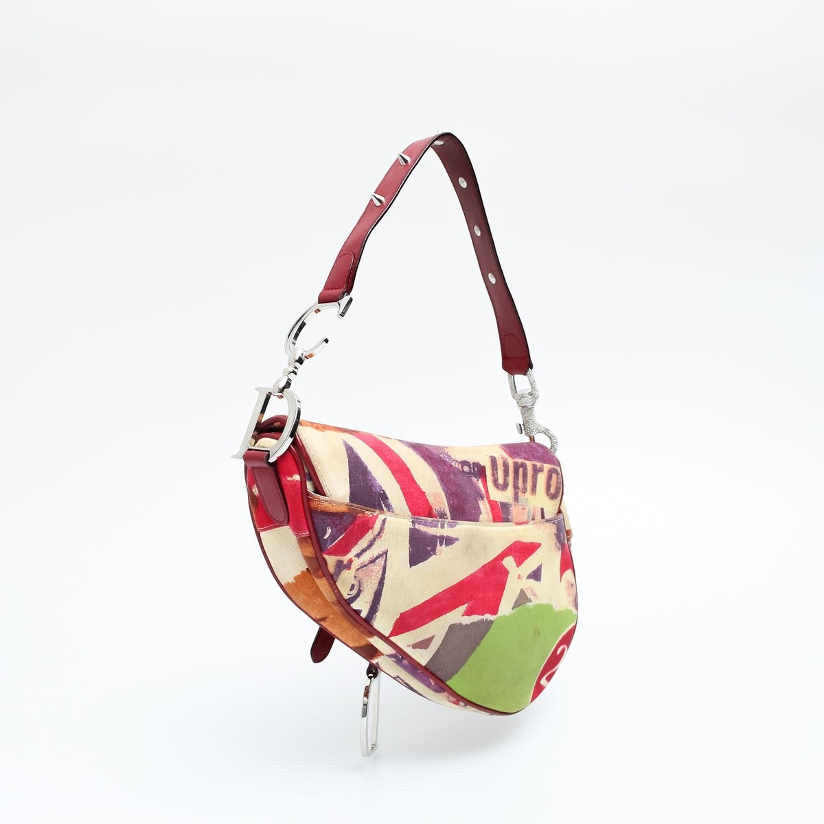 Authentic CHRISTIAN DIOR VICTIM EMBELLISHED SADDLE BAG Pre-owned