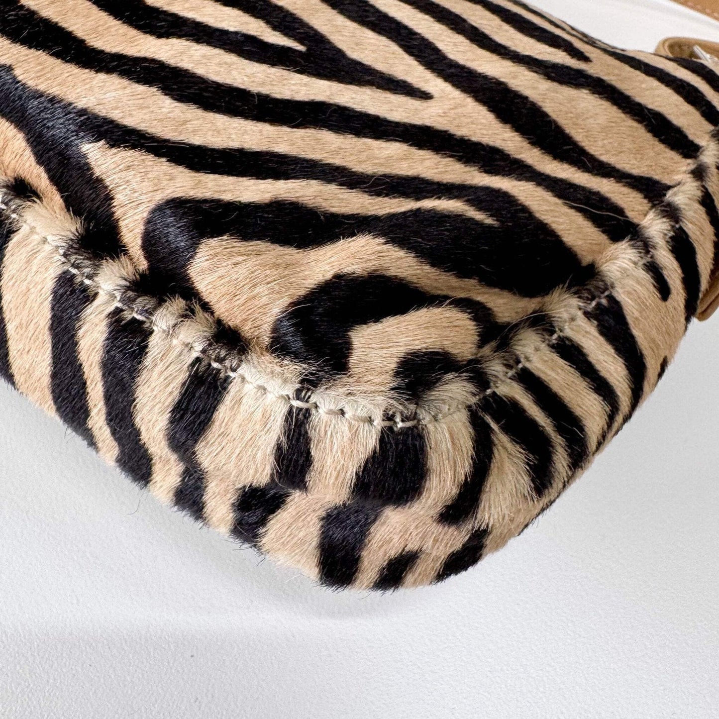 Authentic FENDI Baguette in Zebra Printed Pony Hair Shoulder Bag Pre-owned