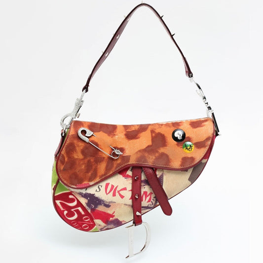 Authentic CHRISTIAN DIOR VICTIM EMBELLISHED SADDLE BAG Pre-owned